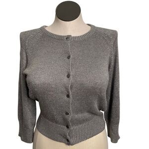 Sundance Womens Silk Angora Blend Cardigan M 3/4 Sleeve Shimmer Holiday Formal